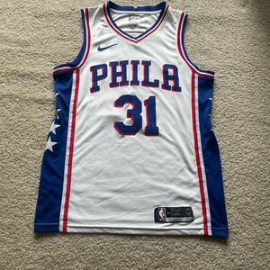 Nike White and Blue Phila Jersey